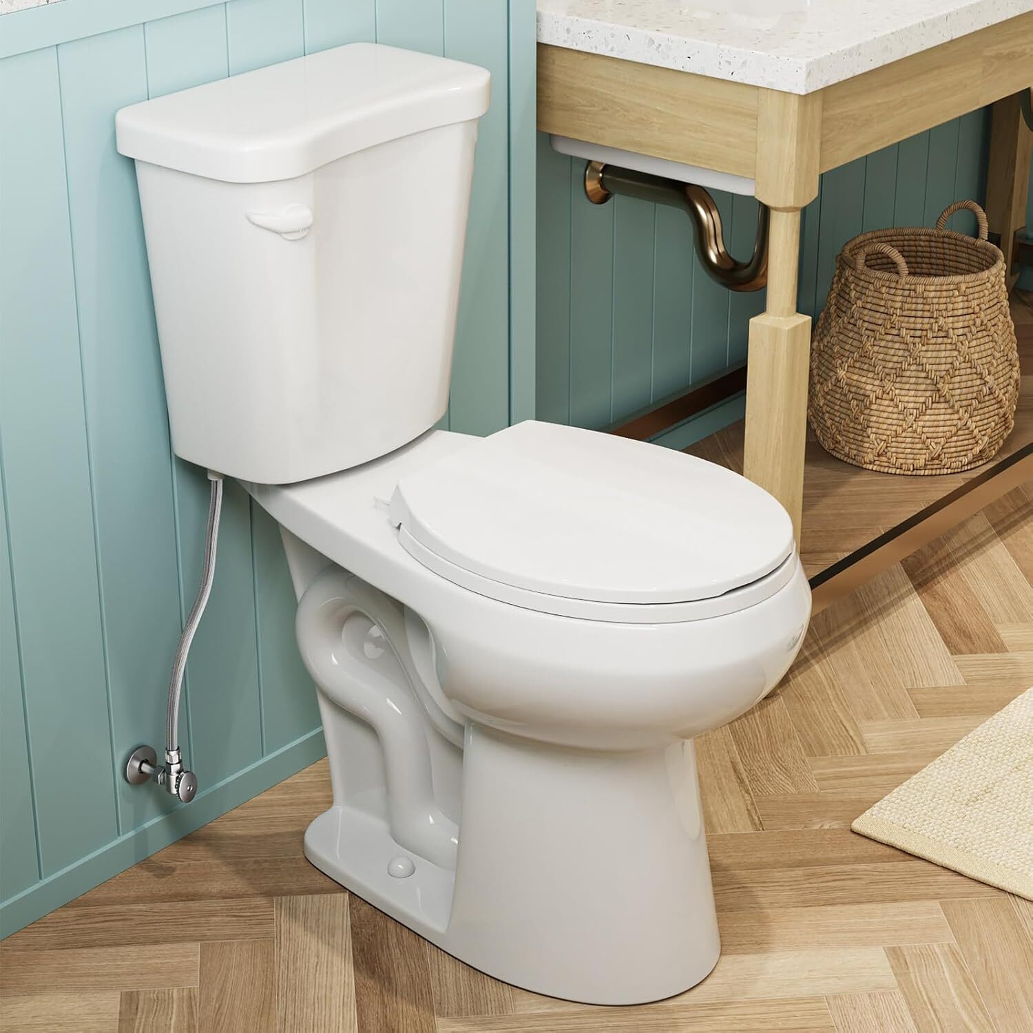 21” Elongated Tall Toilet for Seniors ADA High Two-Piece Dual Flush 1.1/1.6 GPF