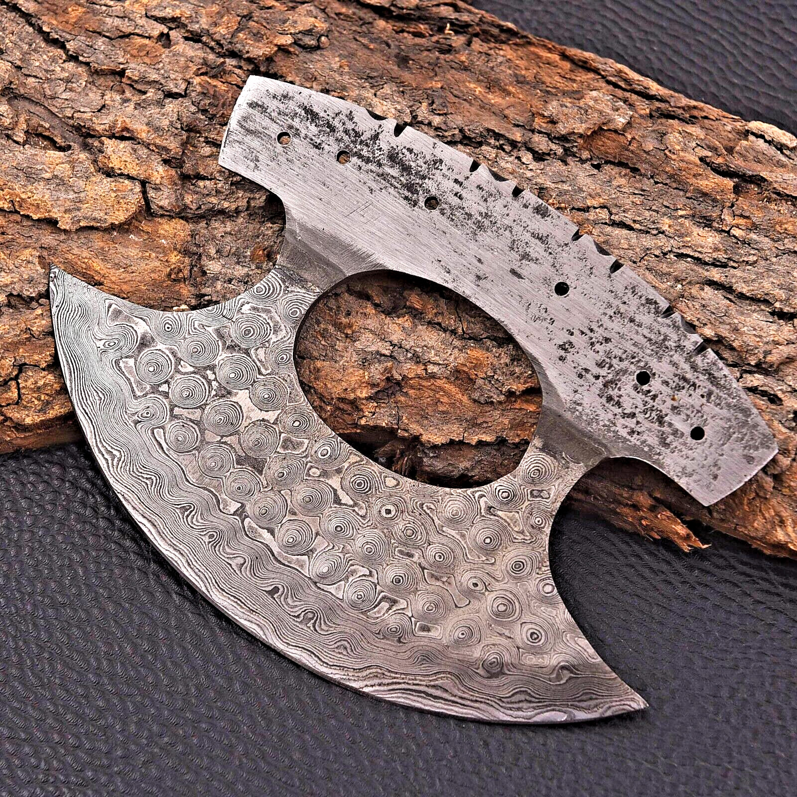 CUSTOM MADE HAND FORGED DAMASCUS STEEL CHEF ULU KNIFE BLADE BLANK 2516