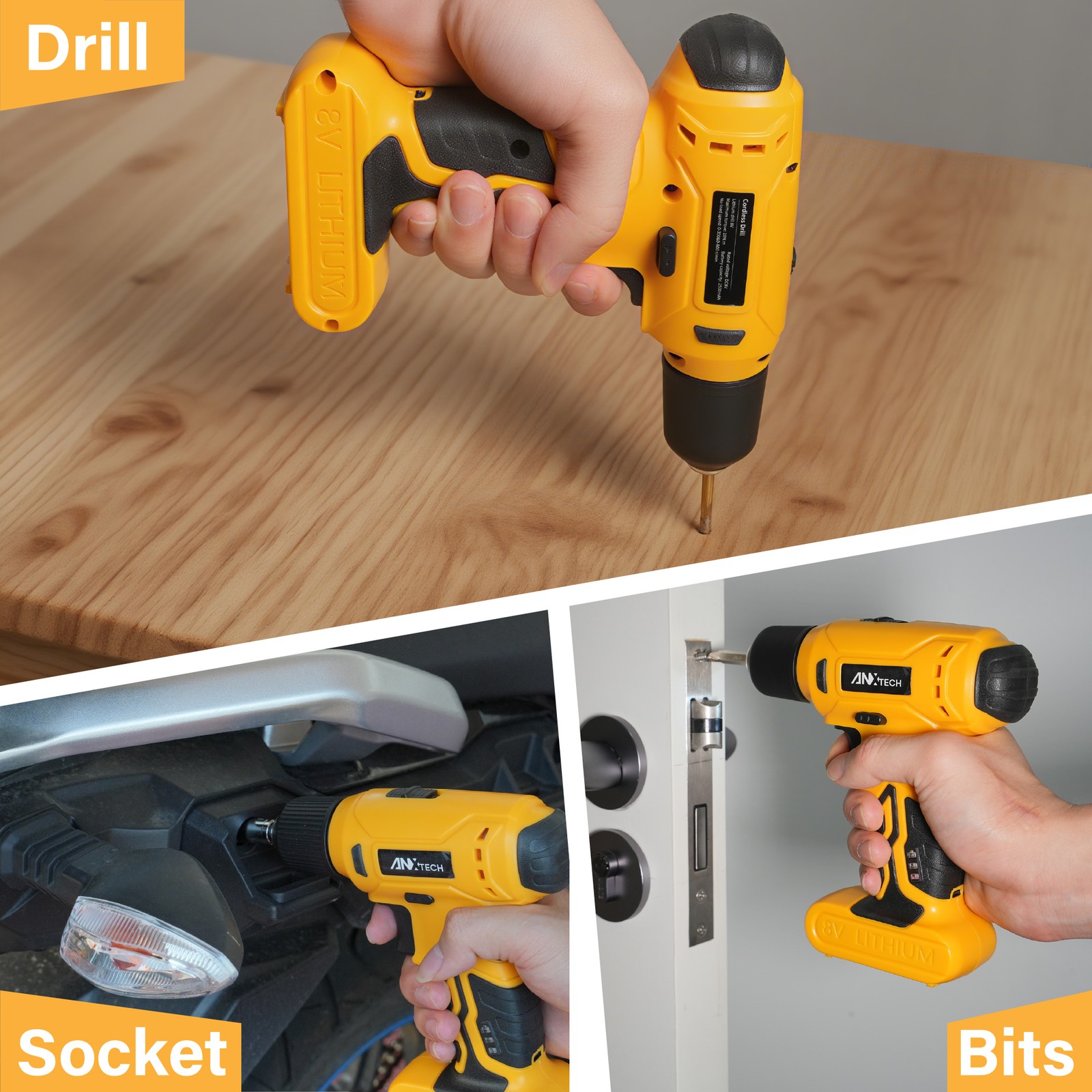 154pcs Tool Kit Household Hand Tool Set with 8V Cordless Drill Portable Toolbox
