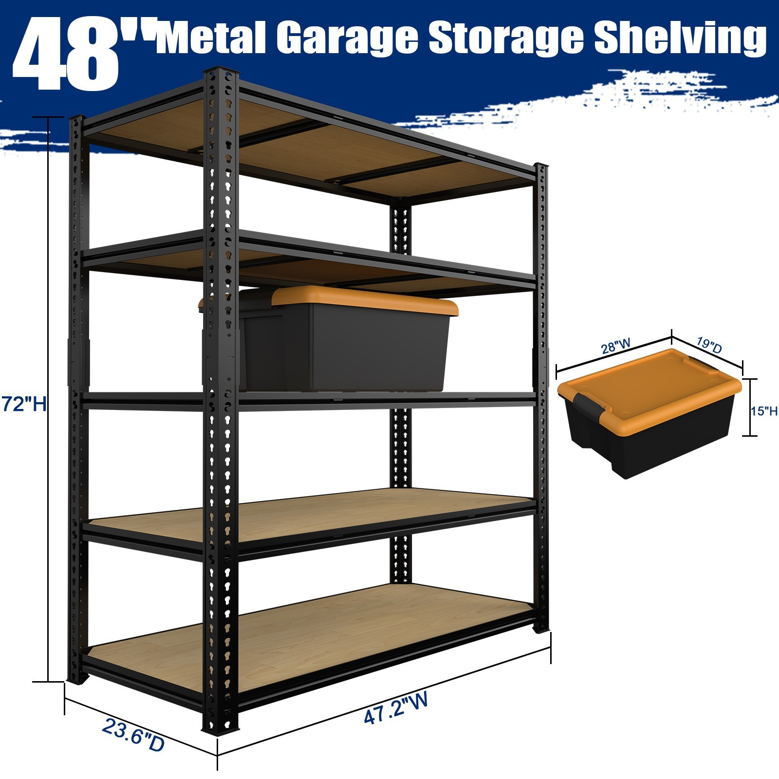 60″H Garage Shelving Heavy Duty Adjustable Rack Metal Storage Shelves 2000LBS