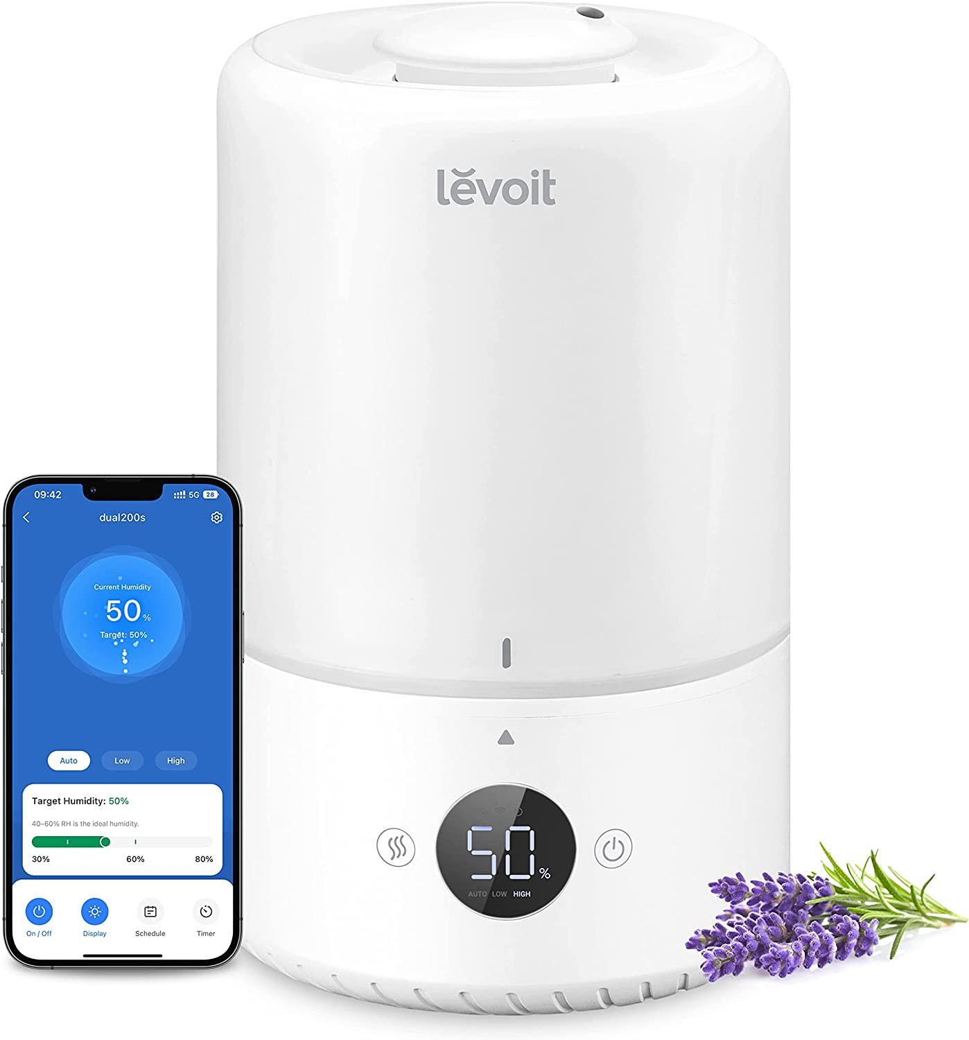 LEVOIT Humidifiers for Bedroom, Quiet, 3L Cool Mist, Essential Oil Diffuser | To