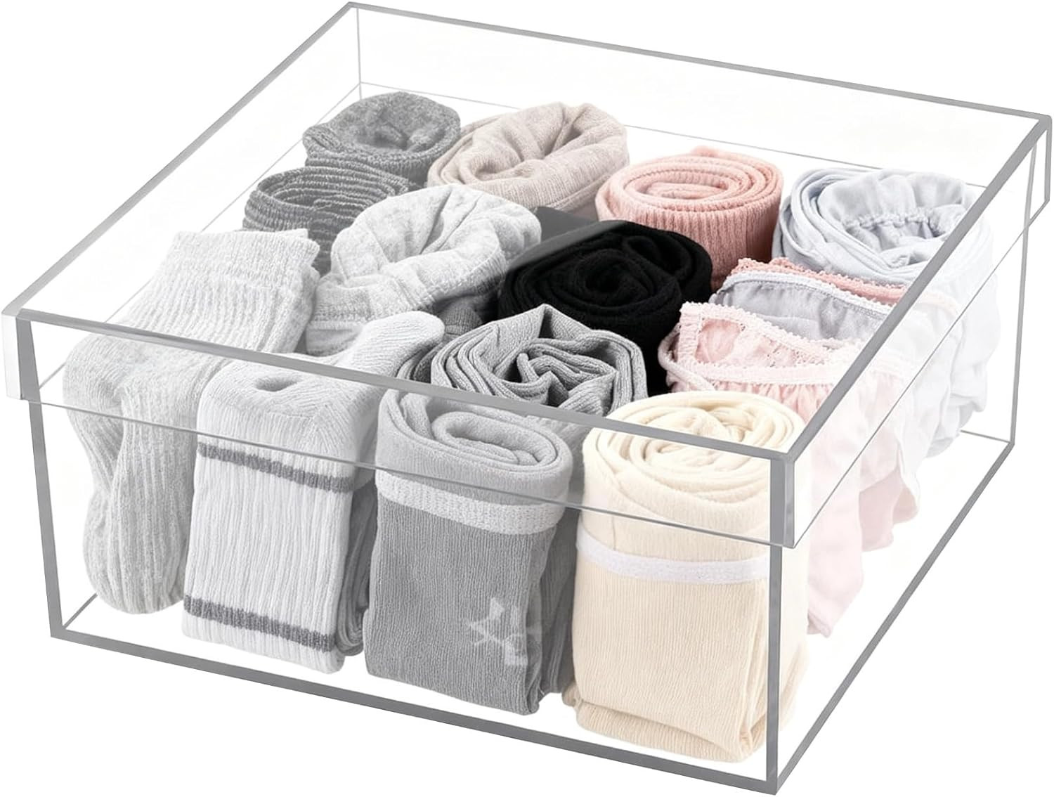 Large Clear Acrylic Storage Box with Lid for Collectibles & Gifts 8.1×8.1×3.9 in