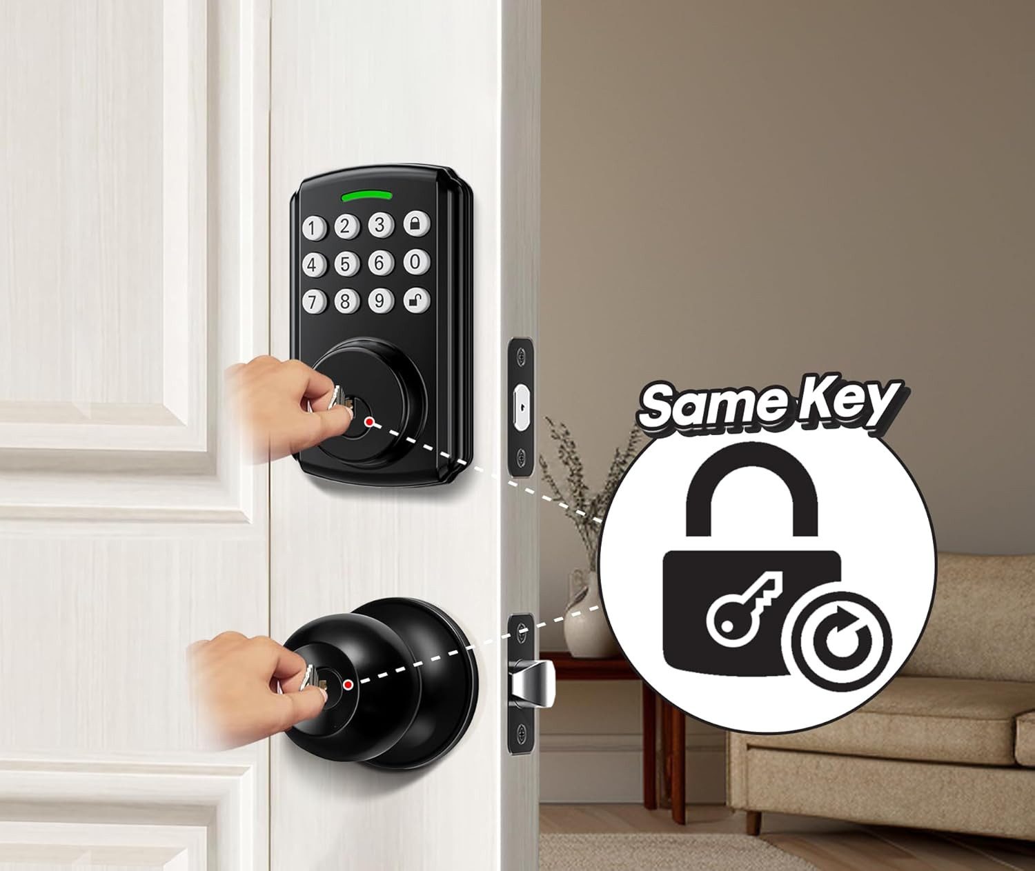 Wifi Keyless Entry Door Lock with Handle Set, Front Door Lock Set, Door Knob wit