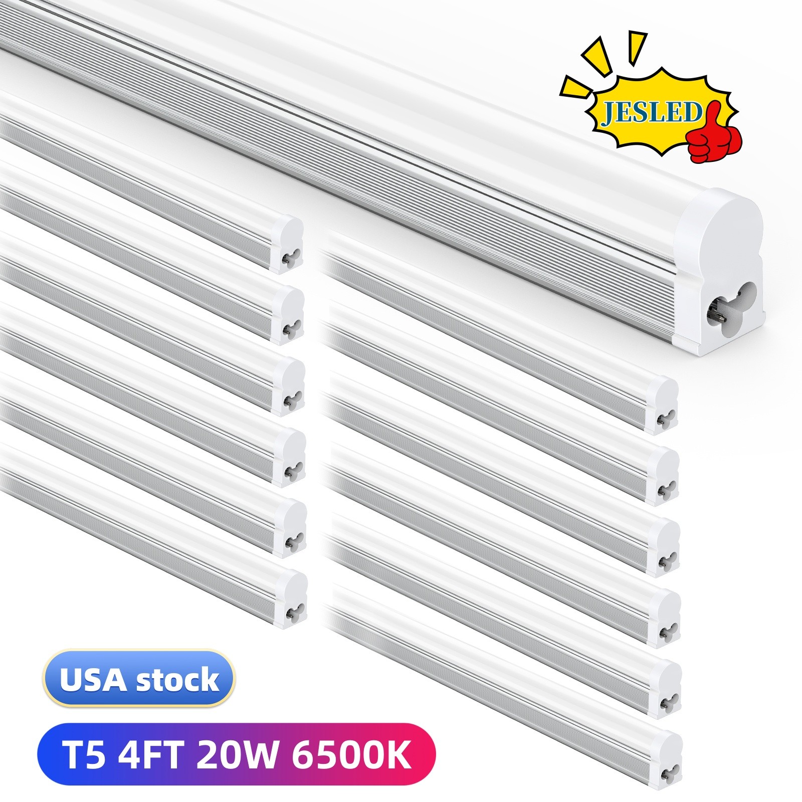 4FT T5 LED Tube Strip Fixture 6500K 20W Ceiling Linkable LED Shop Lights 12 Pack