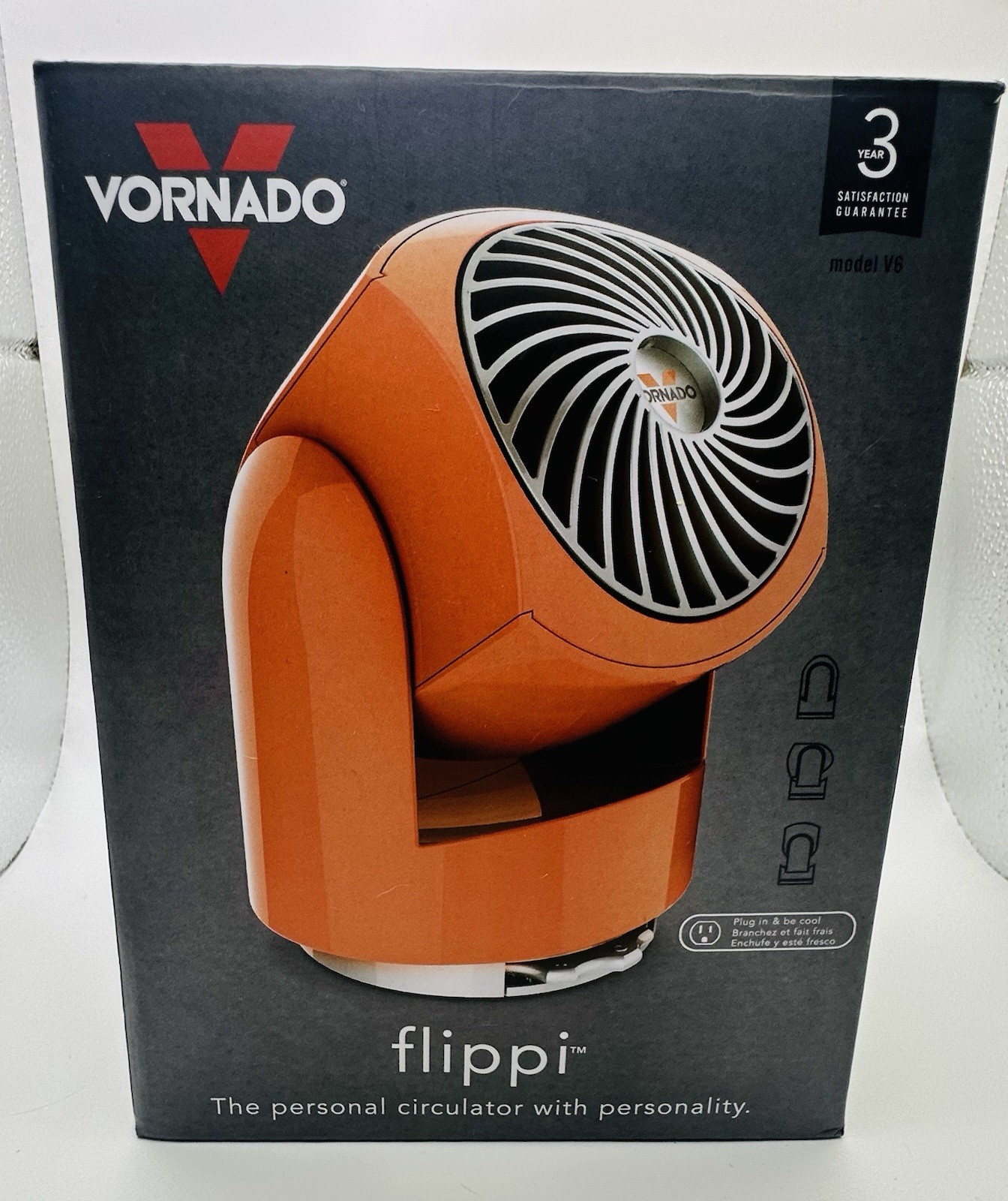 Portable Fan Vornado Flippi Orange Two Speed V6 Personal Air Circulator. New