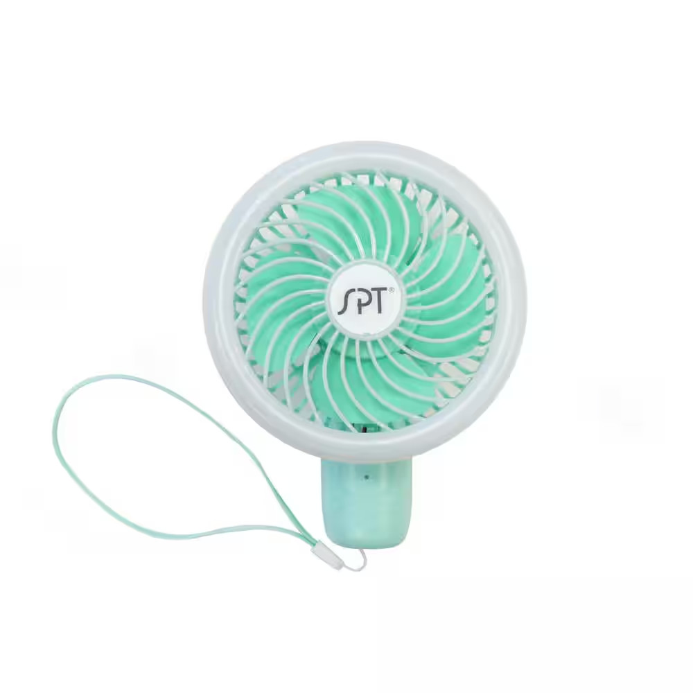 4.75 In. Handheld LED Personal Fan in Green