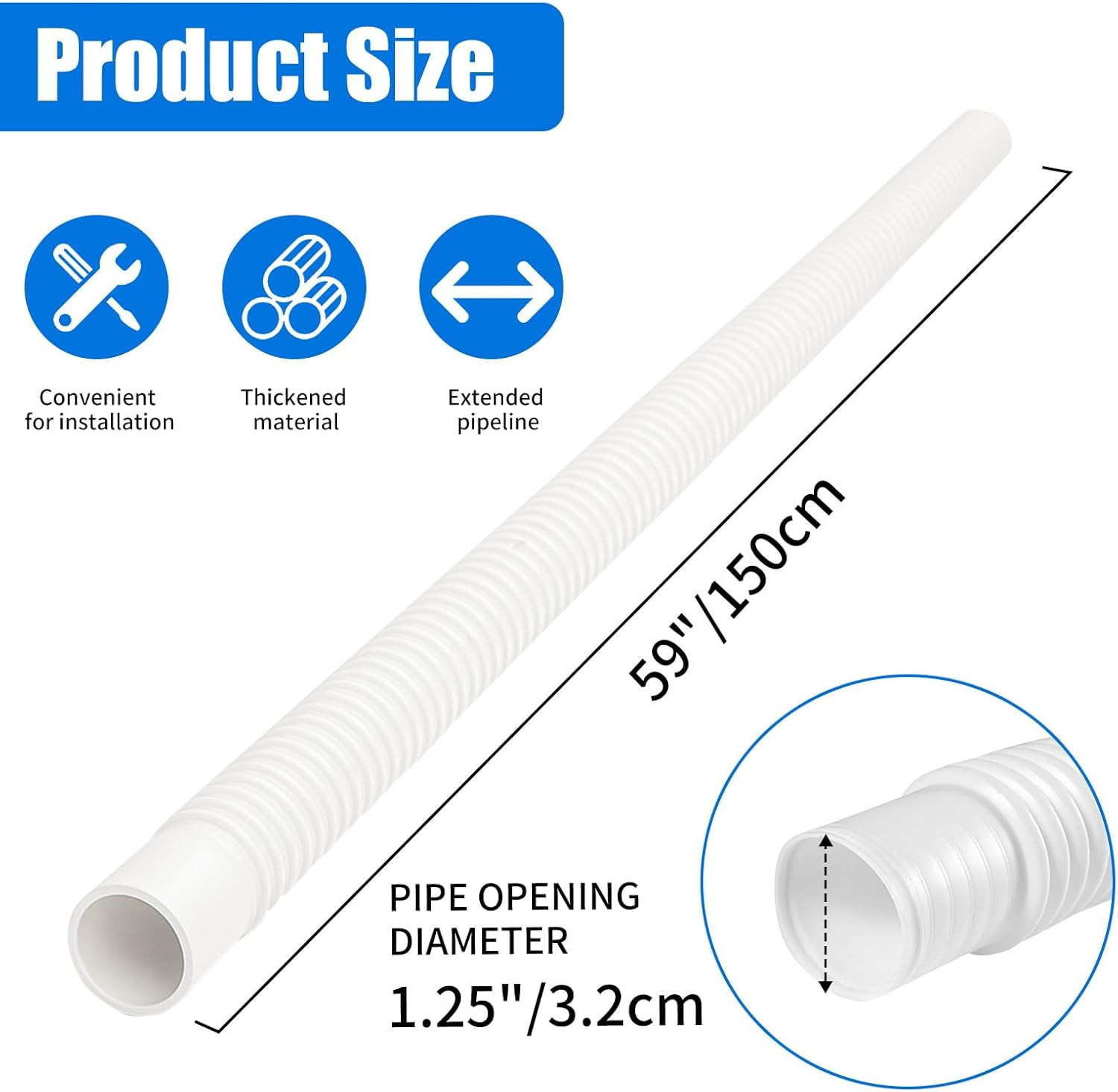 Replacement Pool Hoses for above Ground Pools, 4 Pack, 1-1/4″ Diameter X 59″ Len