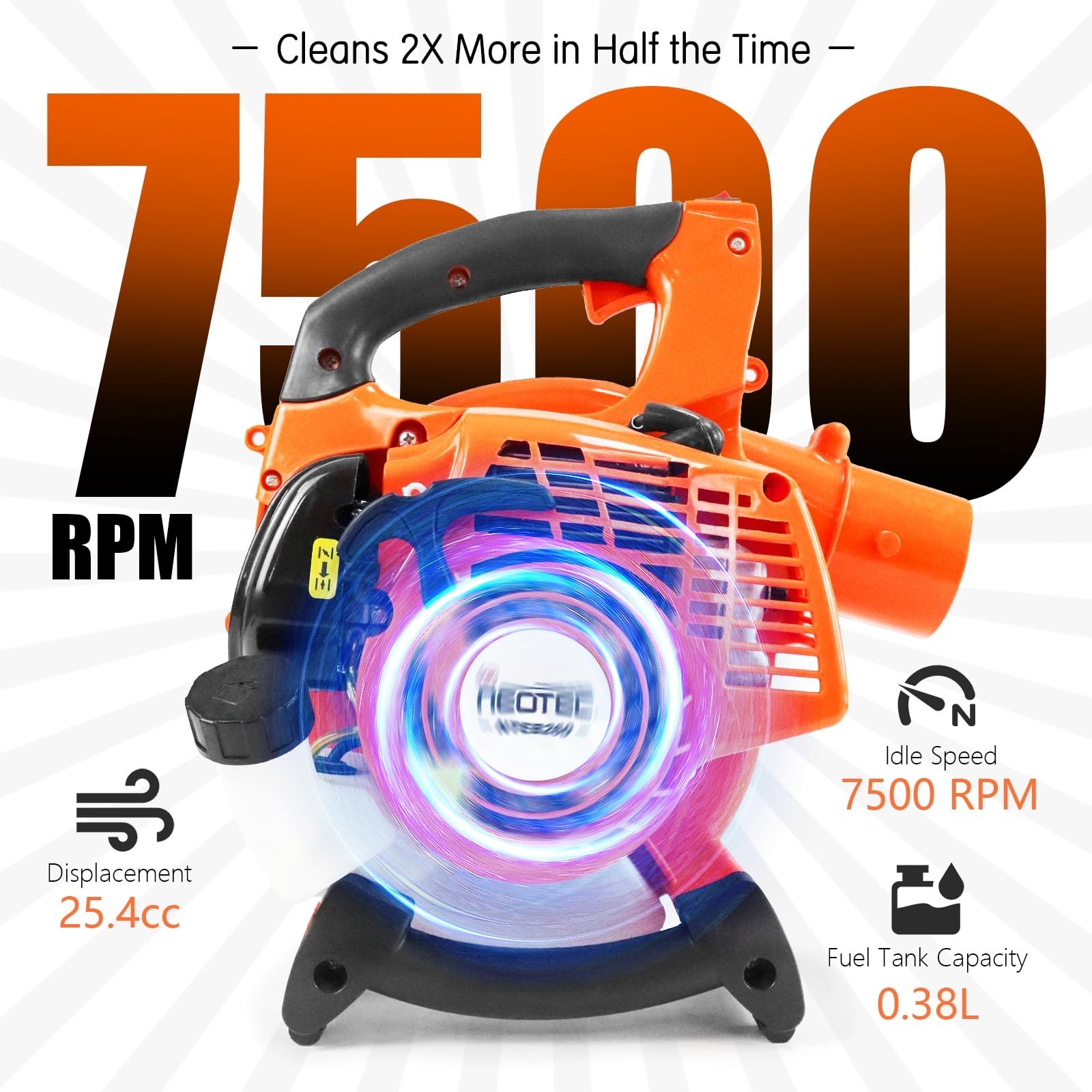 Powerful Handheld Leaf Blower Gas 2-Stroke Commercial Heavy Duty Blower 25.4CC