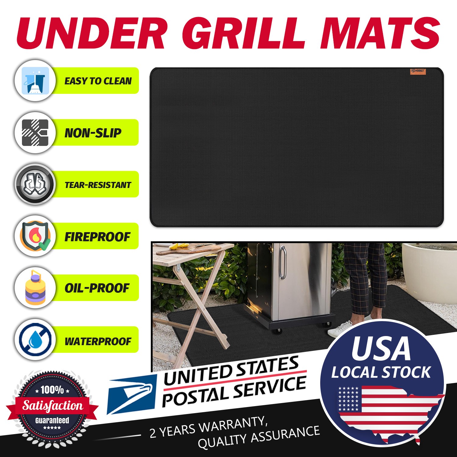 61X48 inches BBQ Under Grill Mats for Outdoor Easy to Clean Reusable for Deck