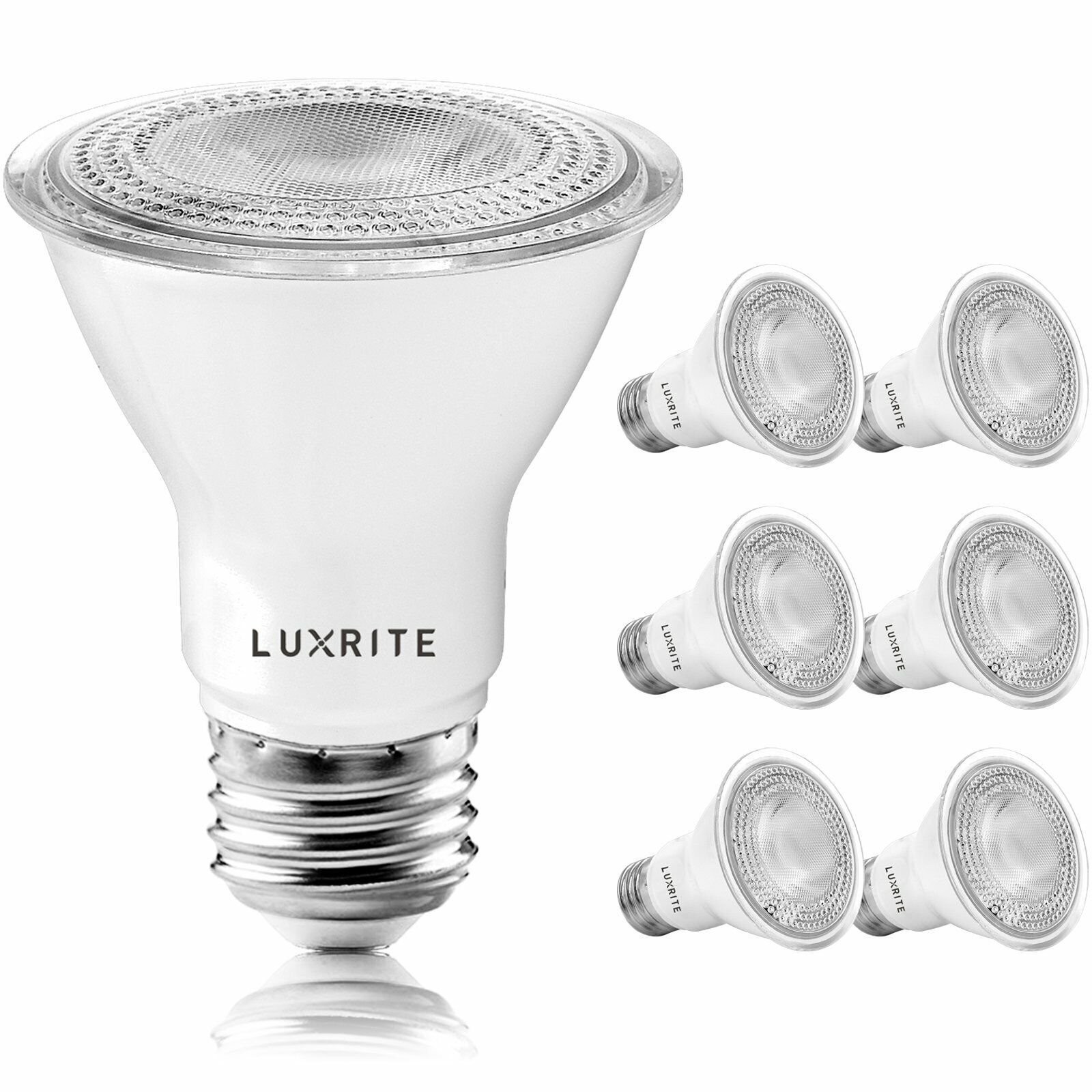 Luxrite 6-Pack PAR20 LED Bulb 7W Natural White Dimmable Wet Rated UL Listed