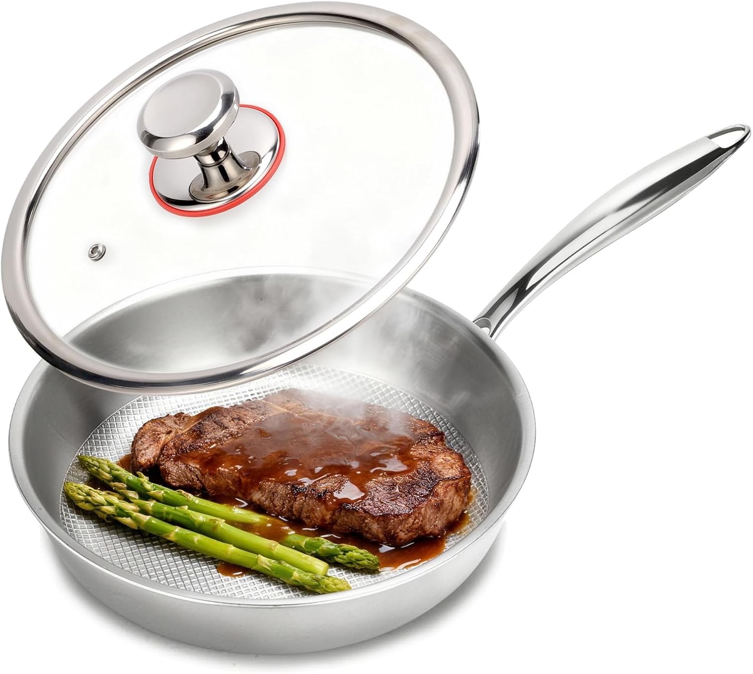 10.2In Titanium Hammered Pan Pro for Cooking, Titanium Pan with Lid, Frying Pan