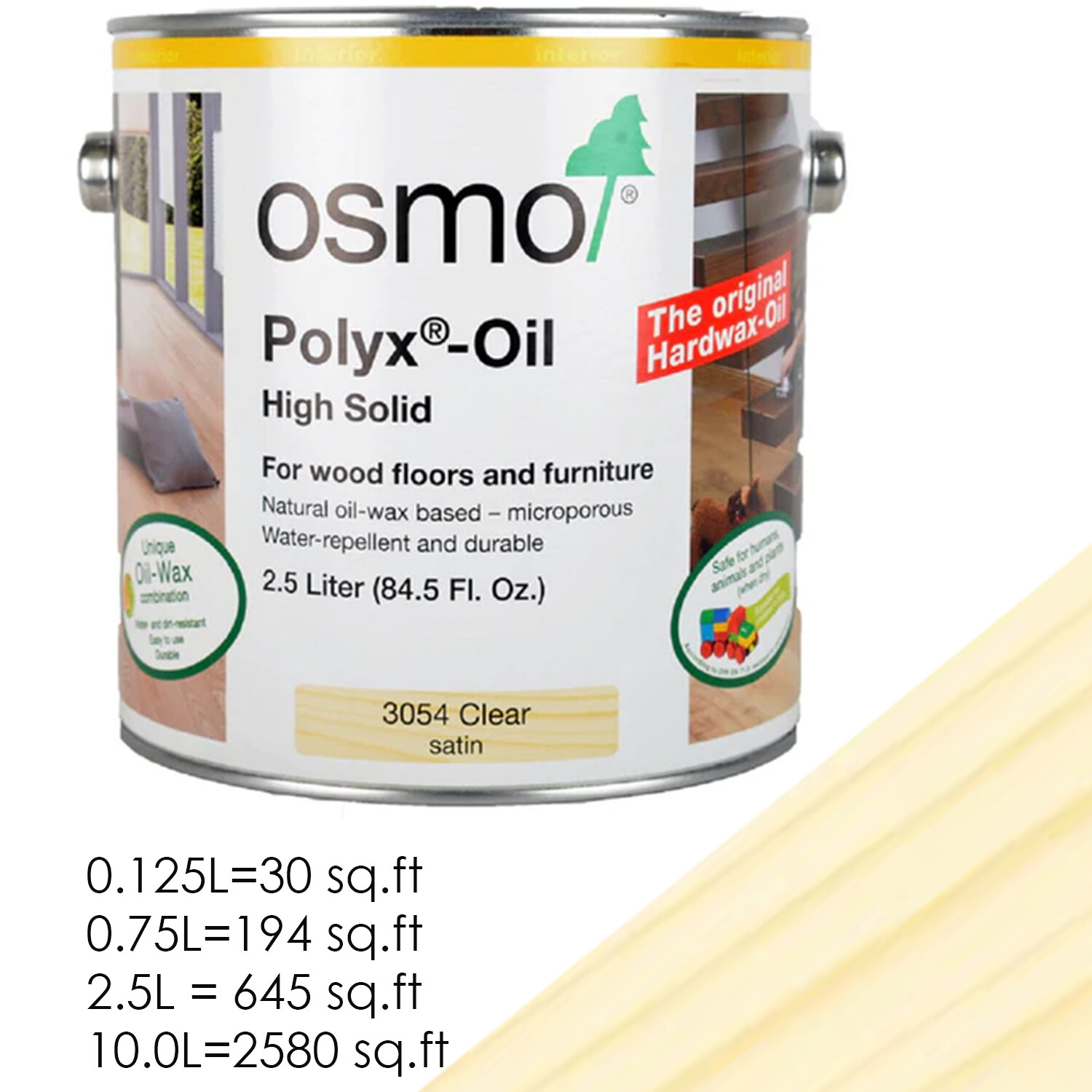 OSMO 3054 Polyx Oil Clear Satin Wax Interior Water Repellent Wood Finish