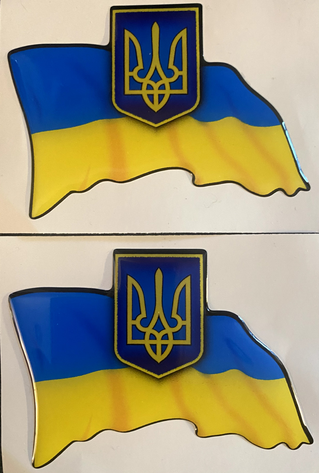 2X Glossy 3.5”x2.5″ Ukraine Stickers Car Silicone Ukrainian Flag Decal