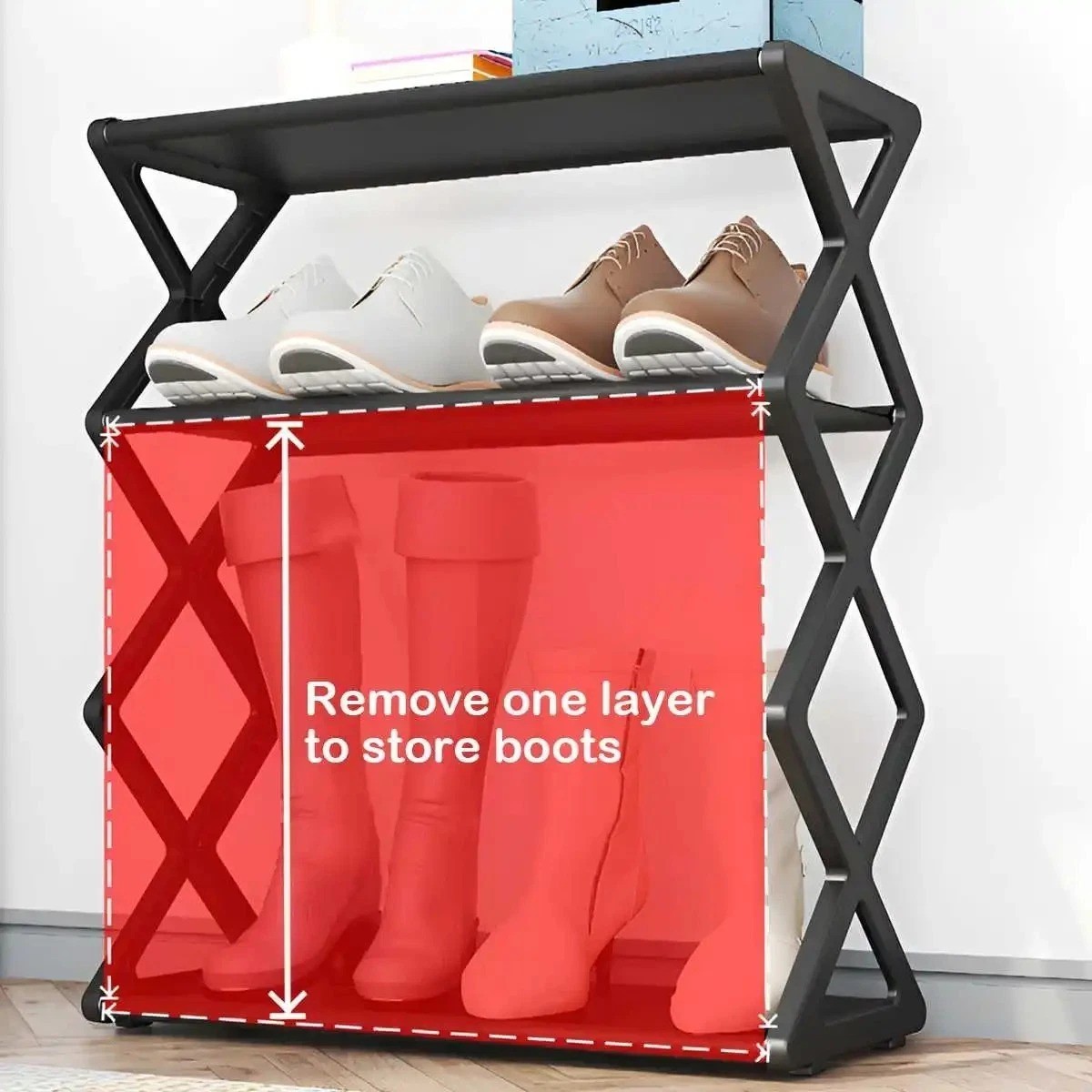 4 Tier Shoe Rack, Narrow Stackable Shoe Storage Organizer Shelf