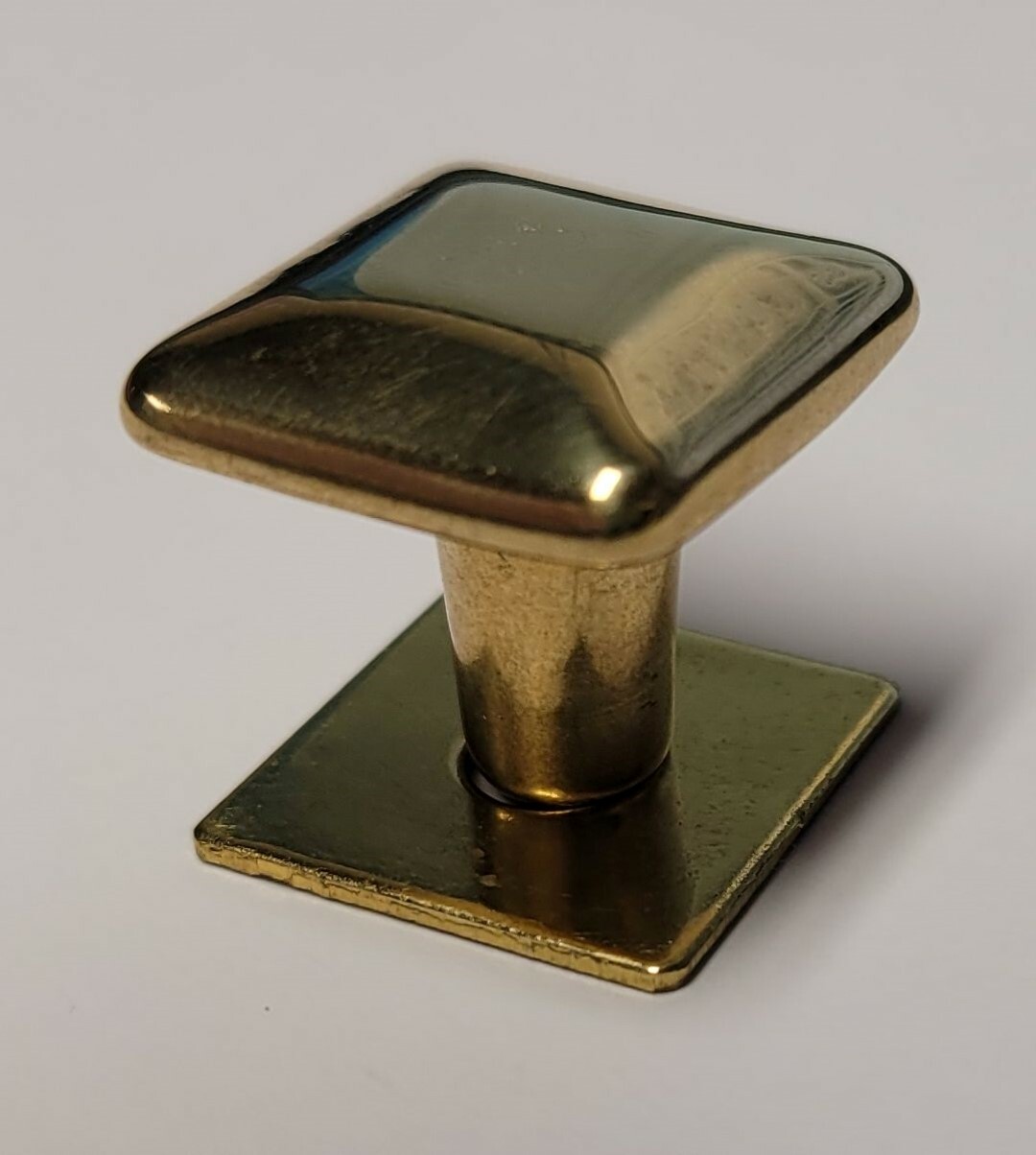 3/4″ Solid Polished Brass Square knob pull back plate rustic desk small cabinet