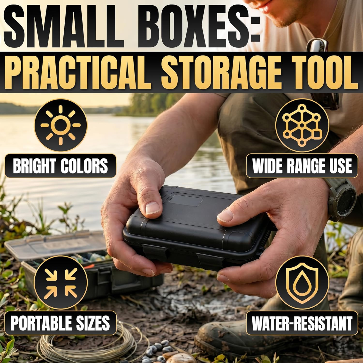 2Pcs Small Waterproof Box Compact Size Lightweight Easy To Carry Dry Storage Box