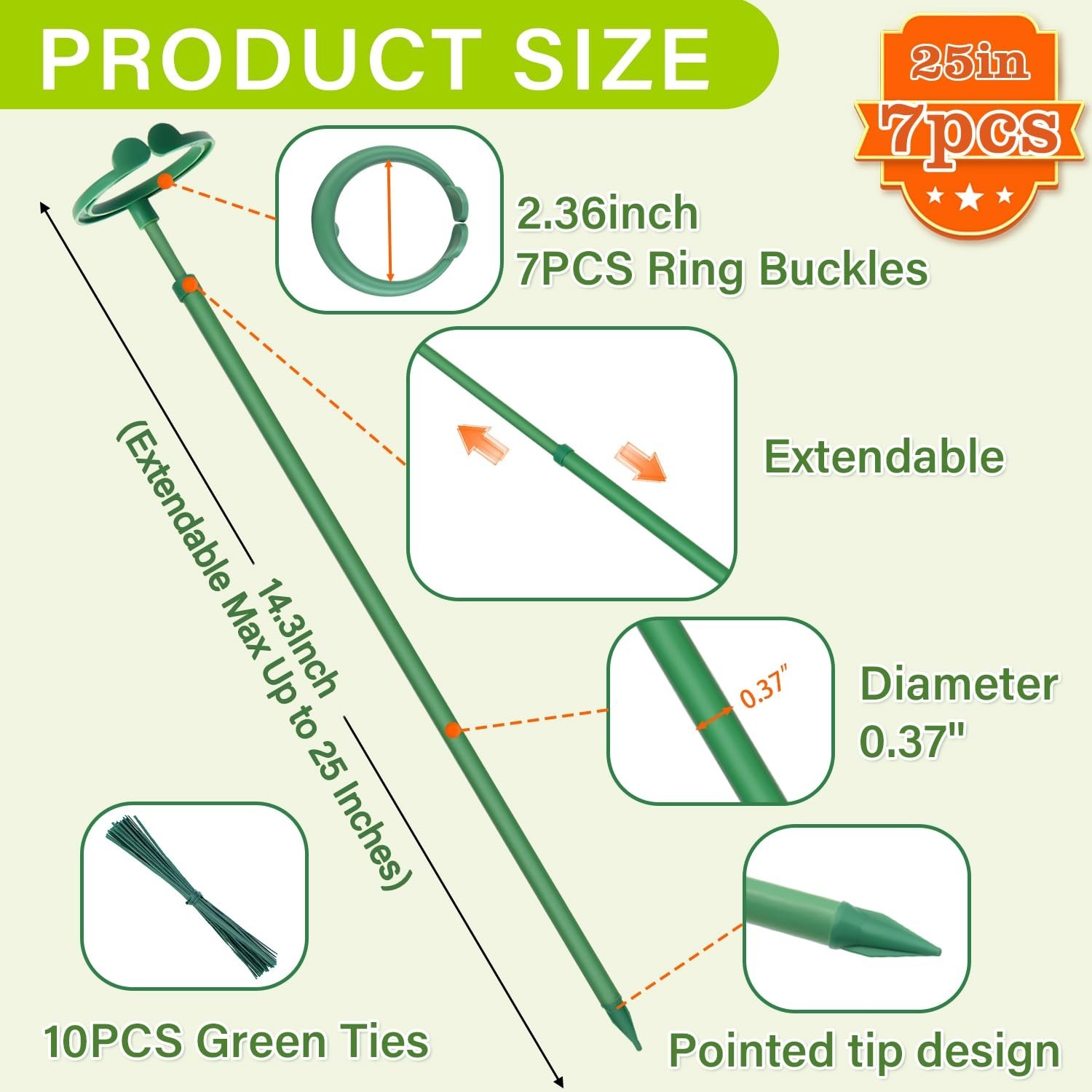 Extendable Plant Stakes,Adjustable Length from 14.3IN to 25IN Monstera Suppor…