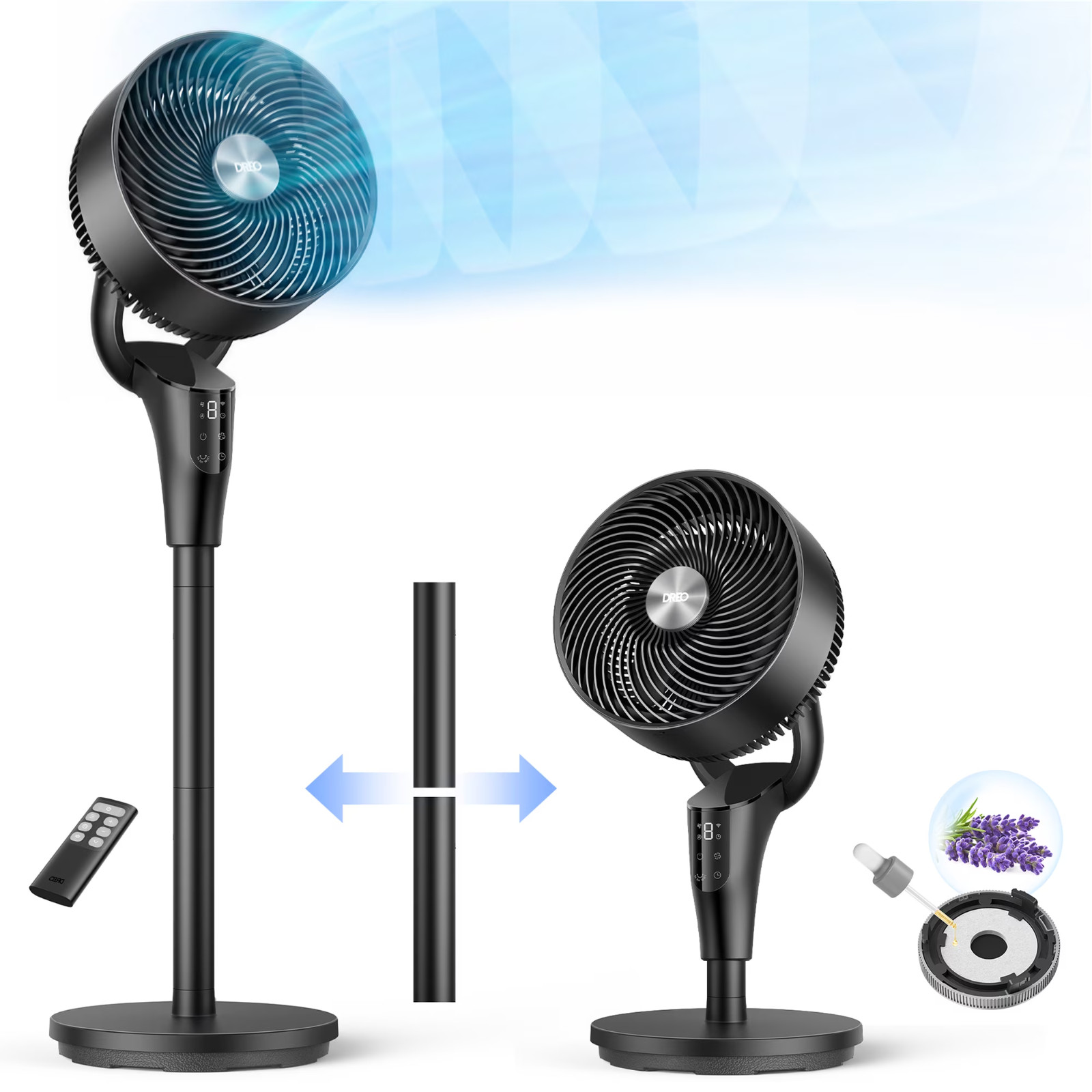 DREO Pedestal Fans, 20dB Ultra Quiet, 2-in-1 Table Floor Fan, 29.2 ft/s Airflow