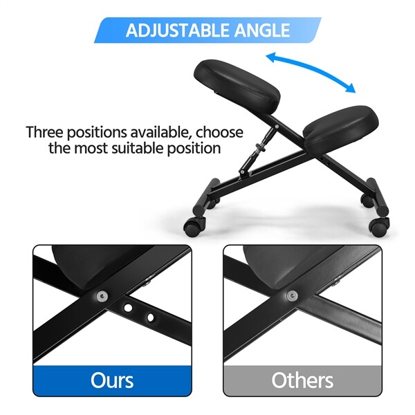 Ergonomic Kneeling Chair Adjustable Posture Chair Stool with Angled Seat Black