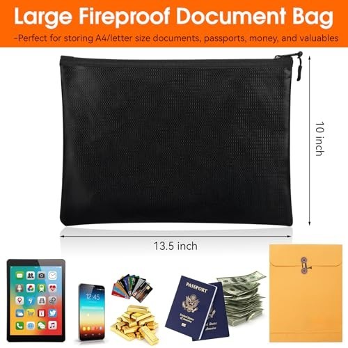 2000℉ Fire Proof money Bag Fireproof Document Pouch Waterproof Safe Cash US