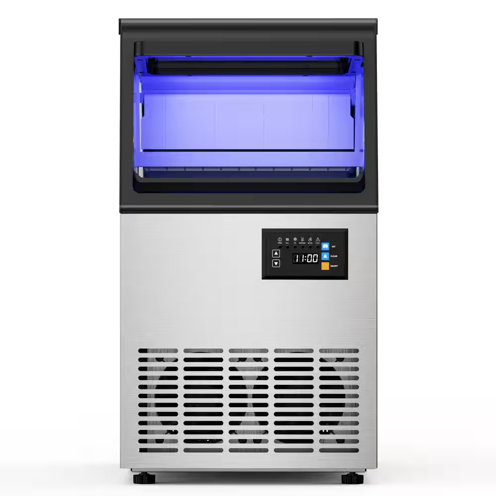 13.78 In. 110Lbs./24H Full Size Cube Commercial Freestanding Spray Drench Ice Ma