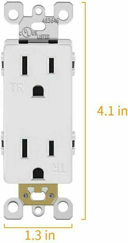50Pack Outlet Decora Duplex Receptacle, 15 Amp, 125 Volt, Tamper Resistant White