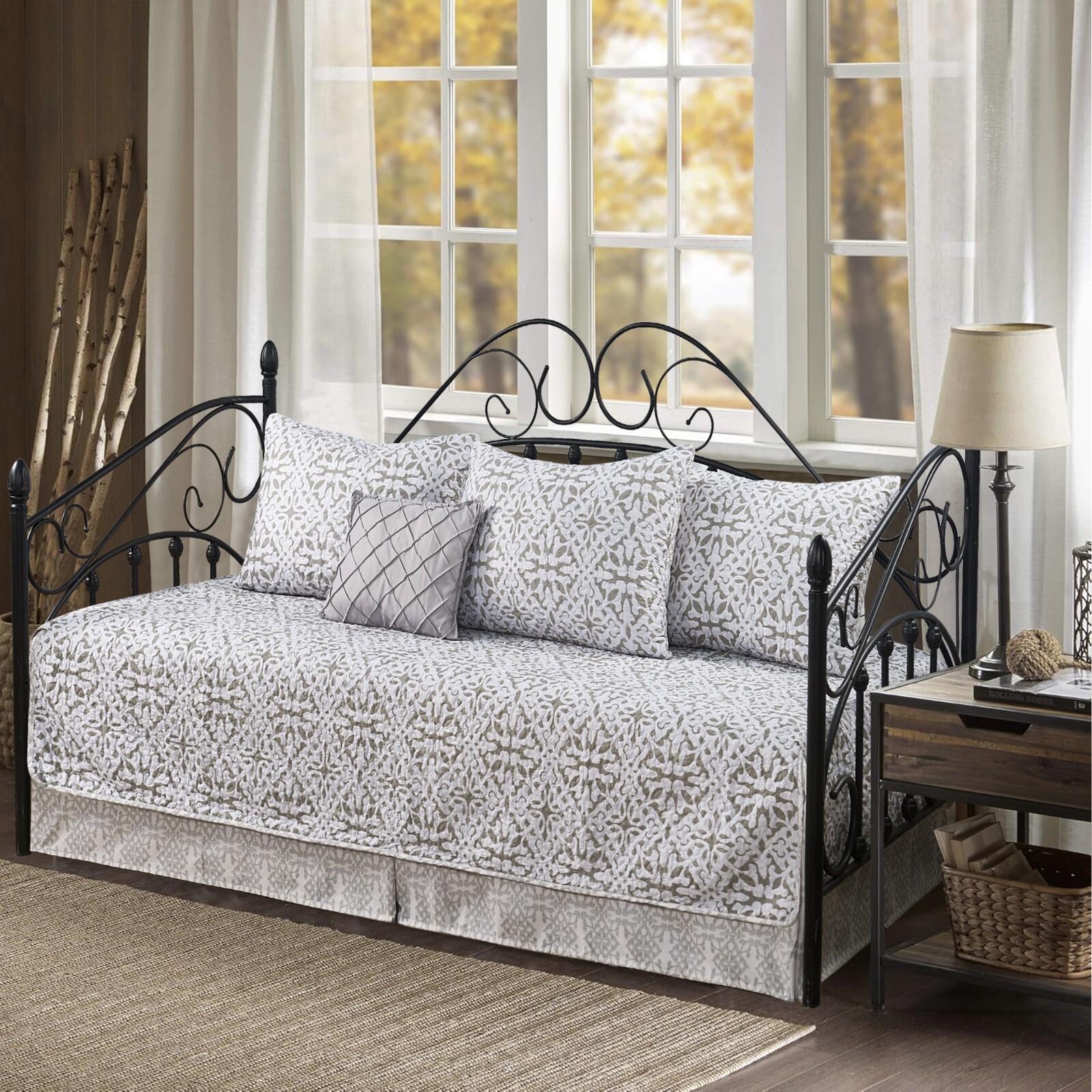 Boho Daybed Cover Set 6pc – Reversible Microfiber Bedding Lightweight All Season