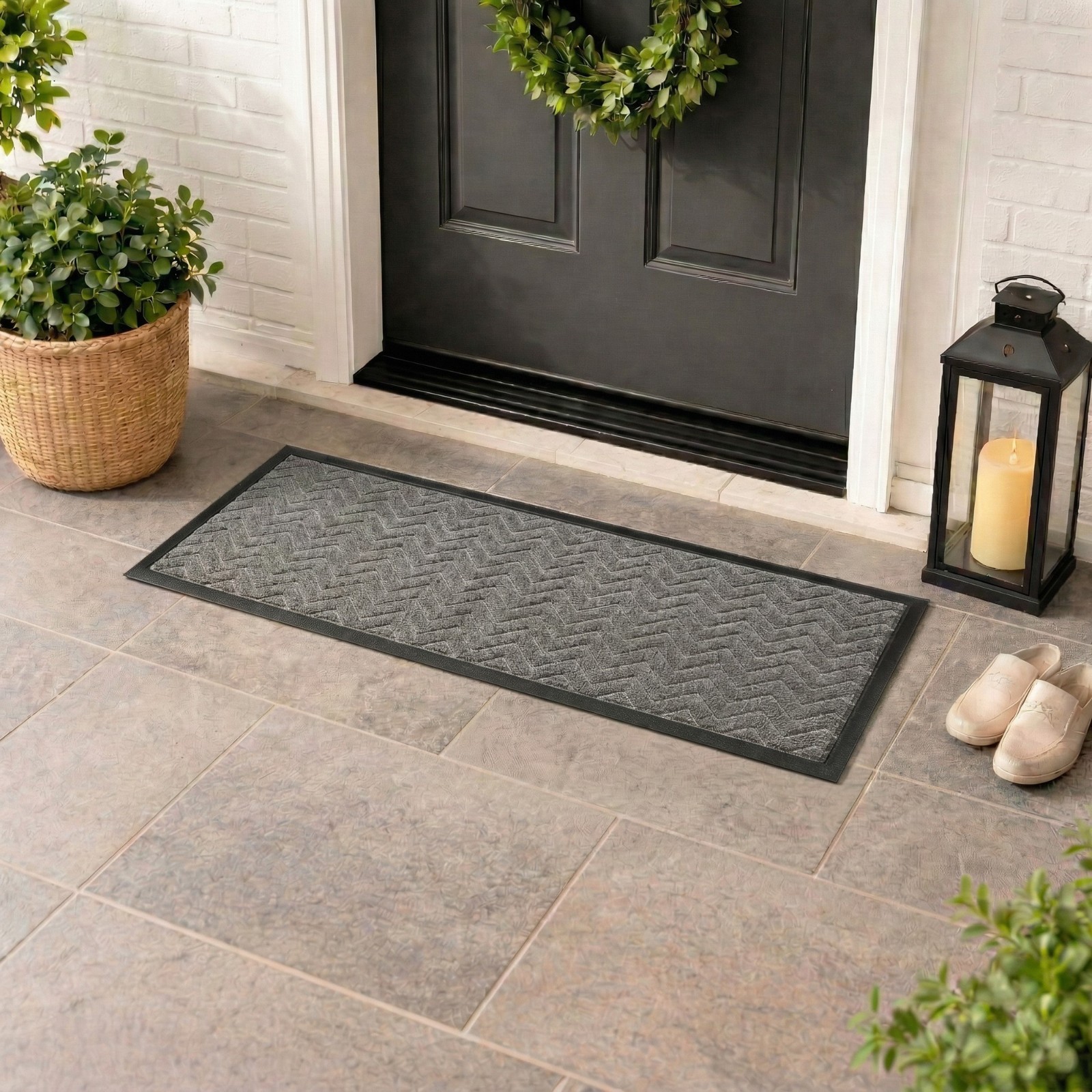 Indoor Runner Doormat 17.7 x 47.2 in Chevron Design