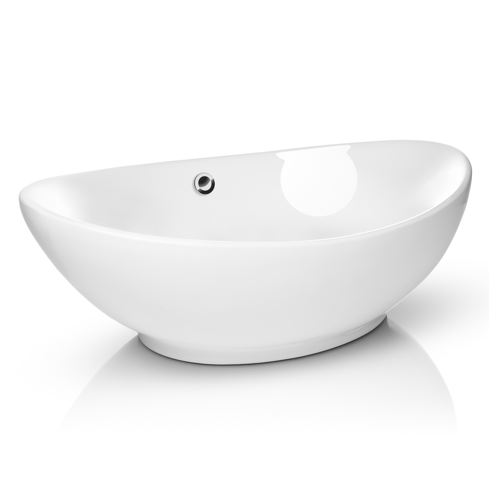 Modern Ceramic Vessel Sink – Bathroom Vanity Bowl – Large Oval White