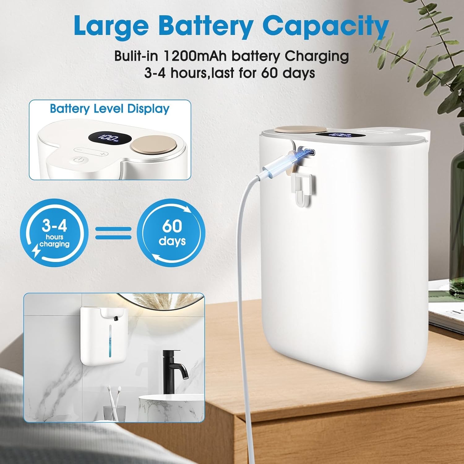 500ml Automatic Soap Dispenser for Kitchen and Bathroom, Touchless Motion Sensor
