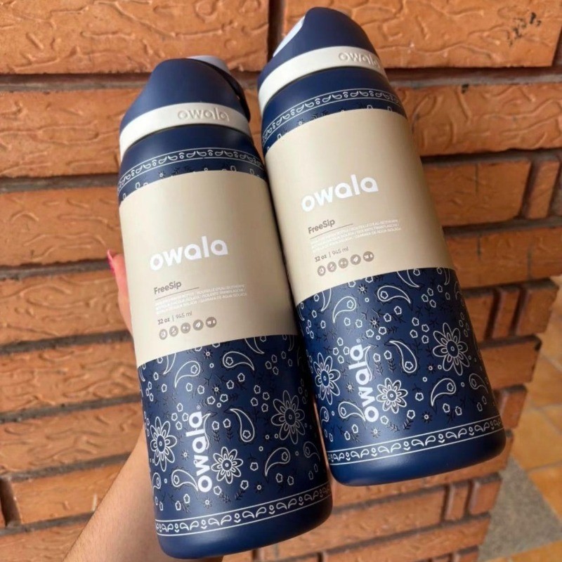 NEW Owala FreeSip Stainless Steel Bottle-32 Oz Sports & Leisure USA-Blue Stripes