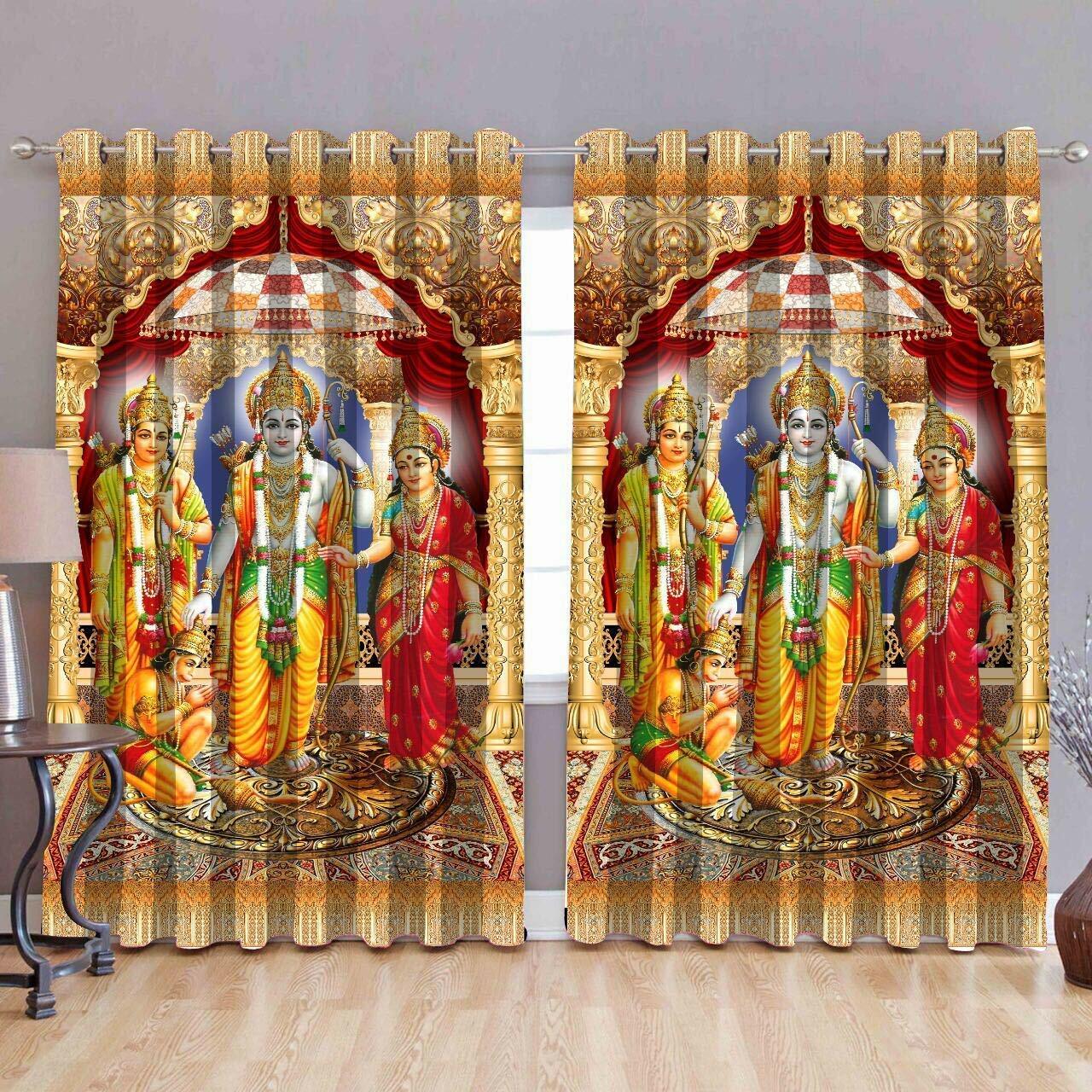 Polyester 3D Digital Print God, Bhagwan Door Curtains Eyelet