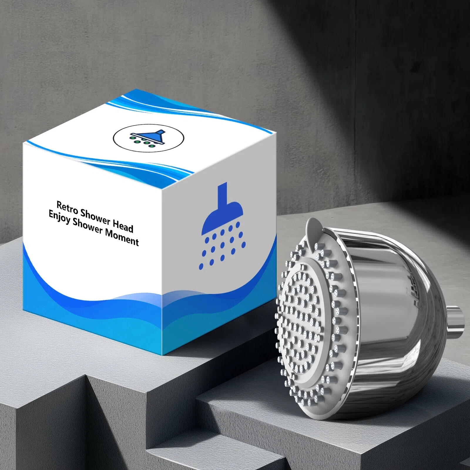FEELSO High Pressure Shower Head, Fixed Rain Showerhead Stainless Steel Ball