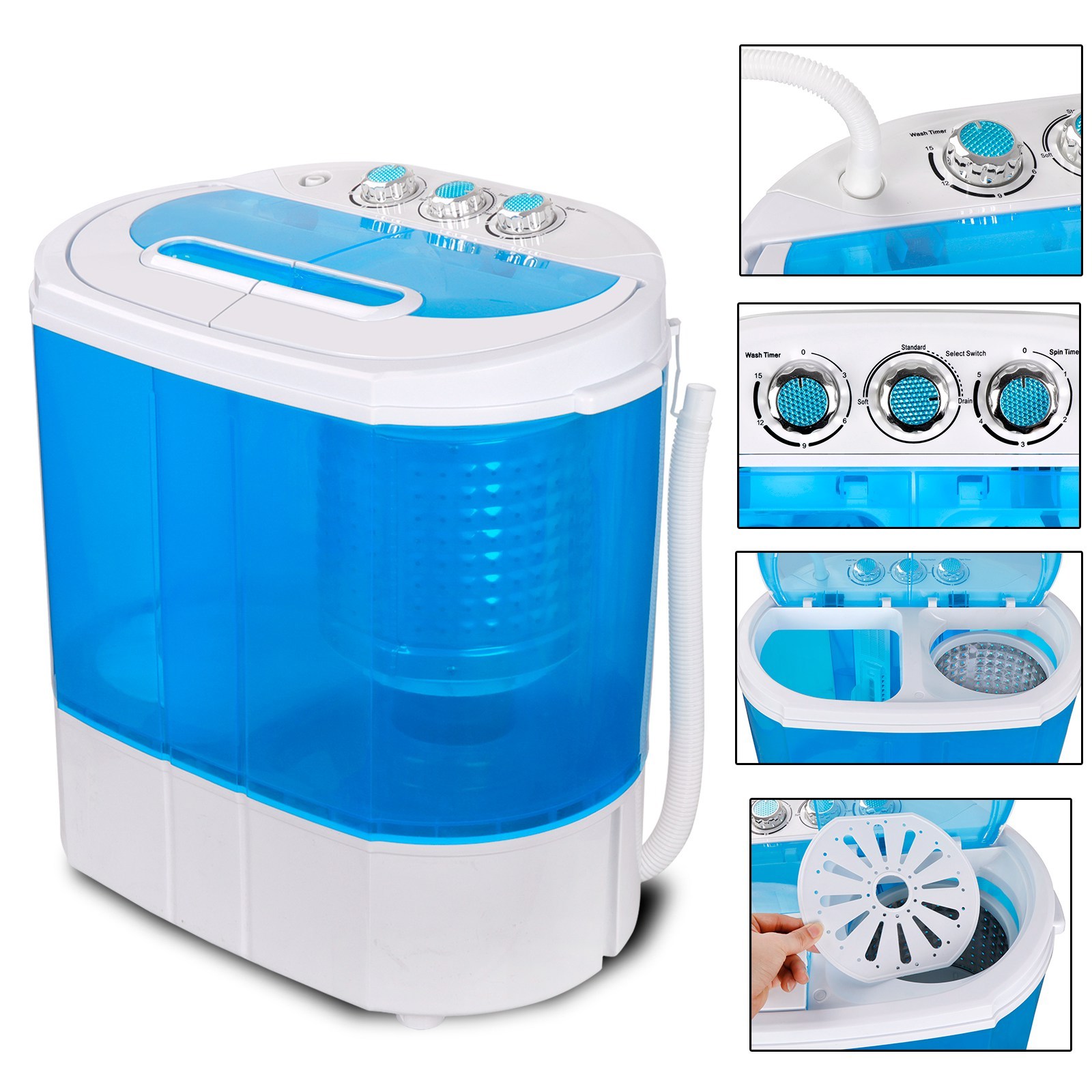 Portable Washing Machine Compact lightweight 10lbs Washer w/ Spin Cycle Dryer