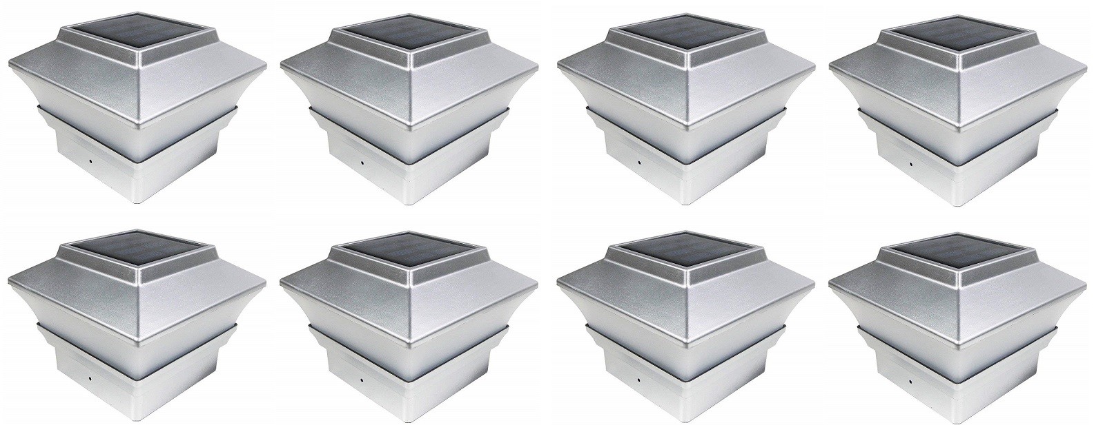 8-Pack Solar Silver 4″x4″ Square Deck Post Fence Light Bright LED PL244S
