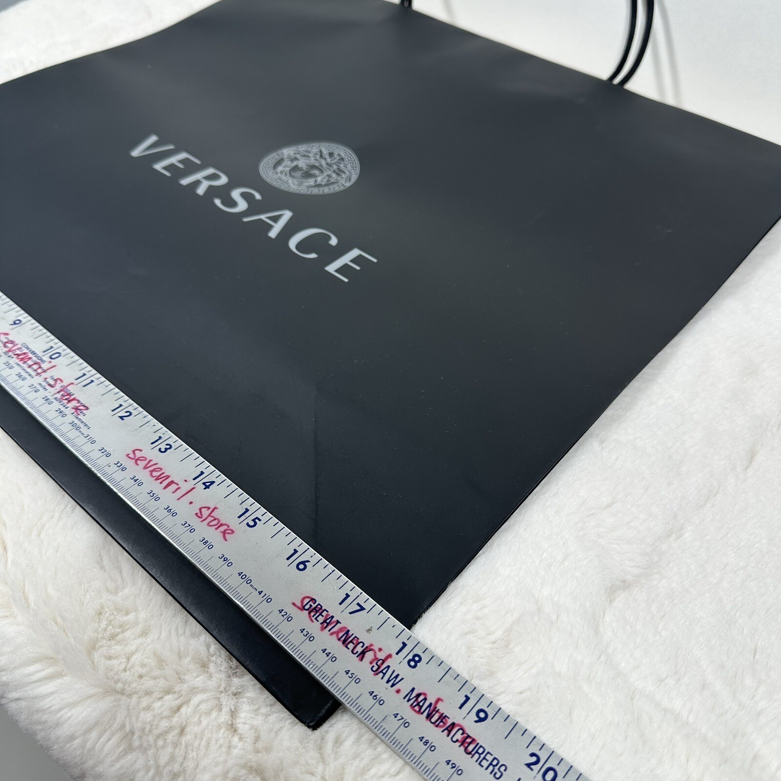 Versace 18”x16”x8” Authentic Black Shopping Paper Bag Gift Tote Large