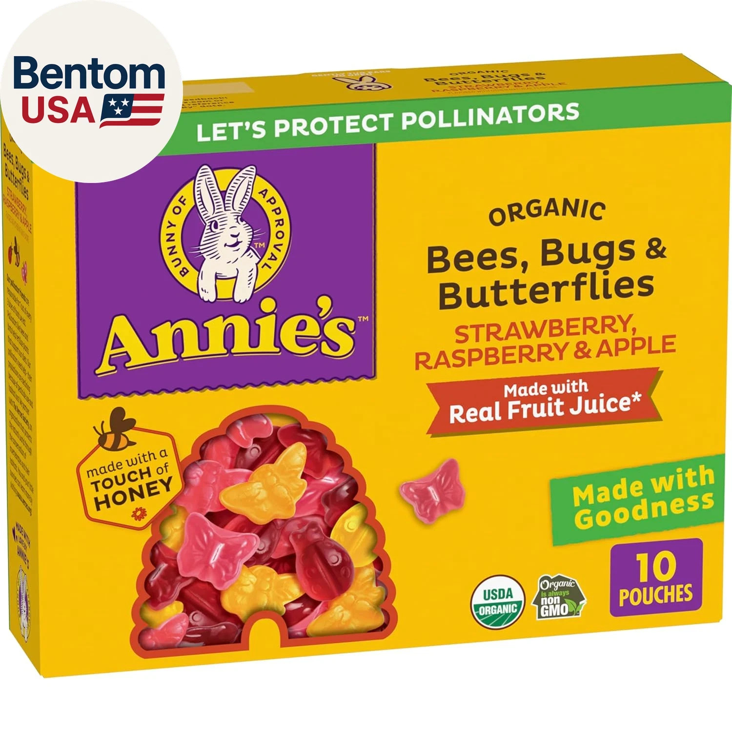Annie’S Organic Bees, Bugs, and Butterflies Fruit Flavored Snacks, 10 Pouches, 7