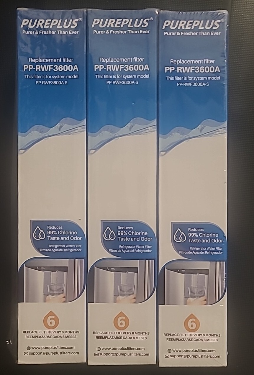 3 Pack Pureplus PP-RWF3600A 300 Gallon Refrigerator Water Filter
