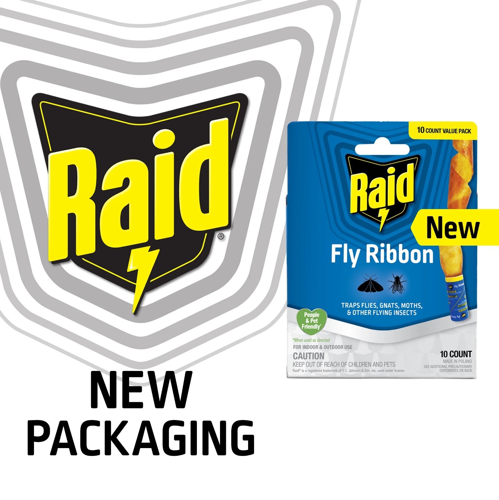 Raid Fly Ribbon Trap 10 Count 8-Pack Sticky Fly Paper Indoor Outdoor No Insectic