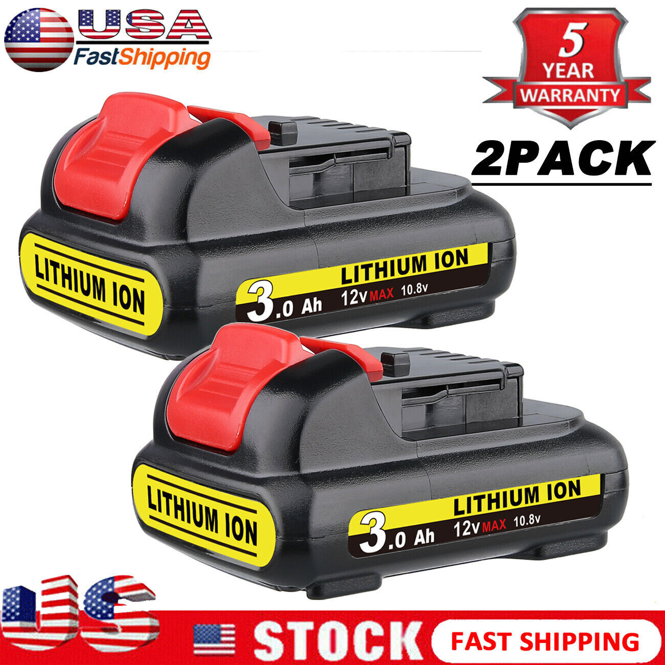 New 2Pack For Dewalt Battery DCB120 3.0Ah 12V 12 Volt Max Lithium Ion DCB124 US