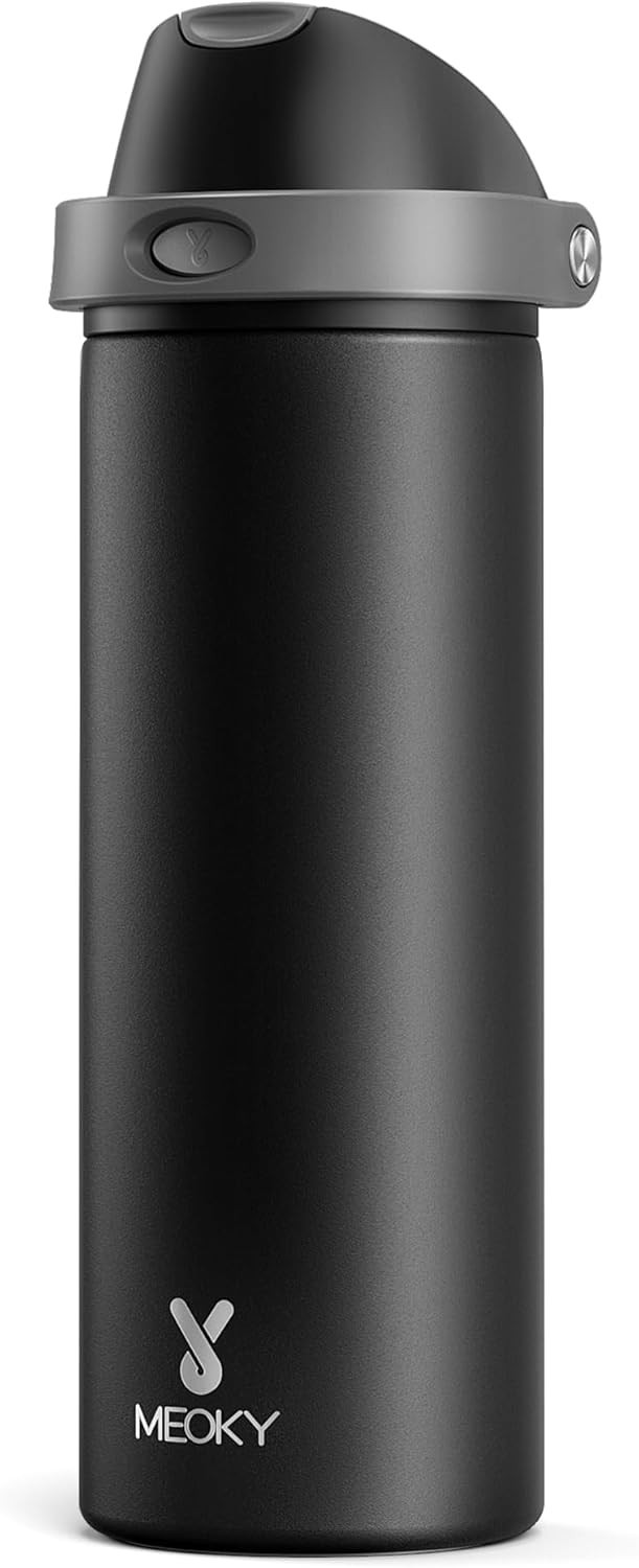 24 oz Insulated Water Bottle for Sports: Stainless Steel Water Bottle with 2-…