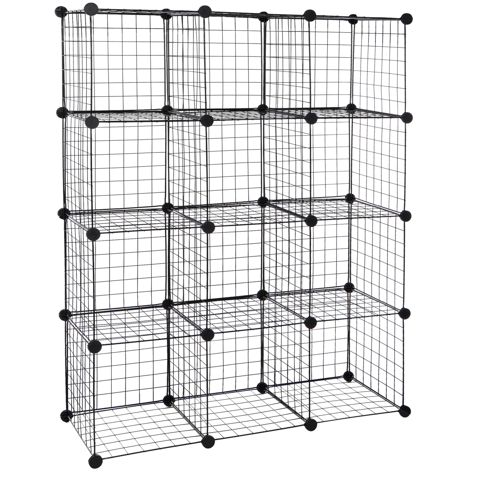 12 Wire Cube Storage Organizer Metal Shelving Rack Shelves Kitchen Bedroom Black