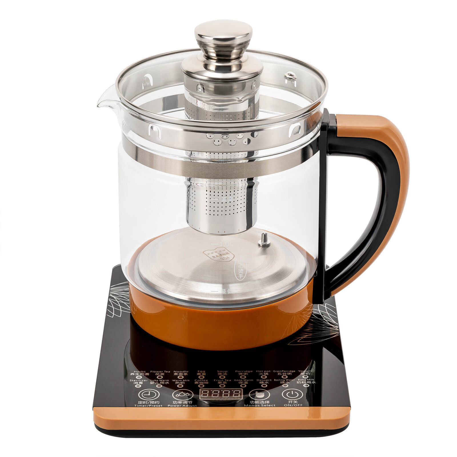 1.8L Electric Kettle Glass Kettle Boiling Water Pot with Tea Infuse 0.4Gal/ 63oz