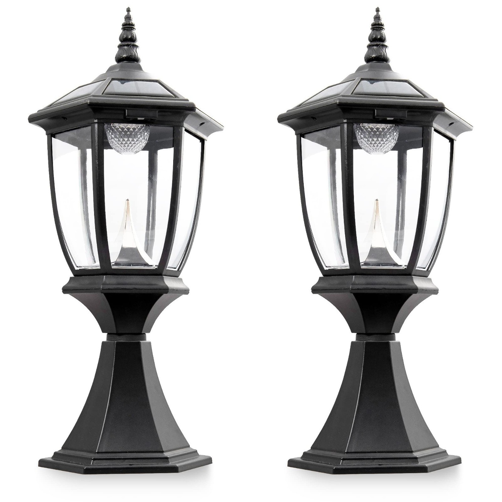 2 Outdoor Solar Post Light Lamp Lantern 6×6 LED Deck Cap Fence Path Vinyl Garden