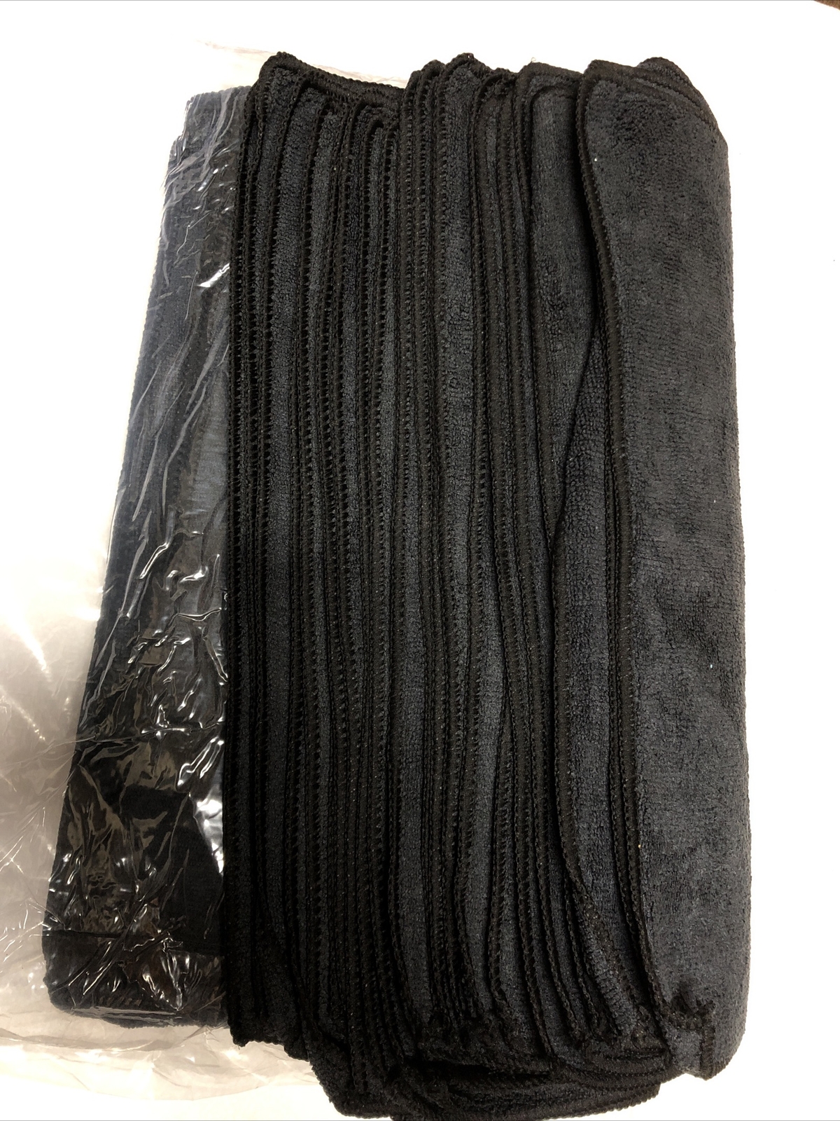 24 Pack Black Microfiber Towel All Purpose Cloth 16” x 16” Brand New
