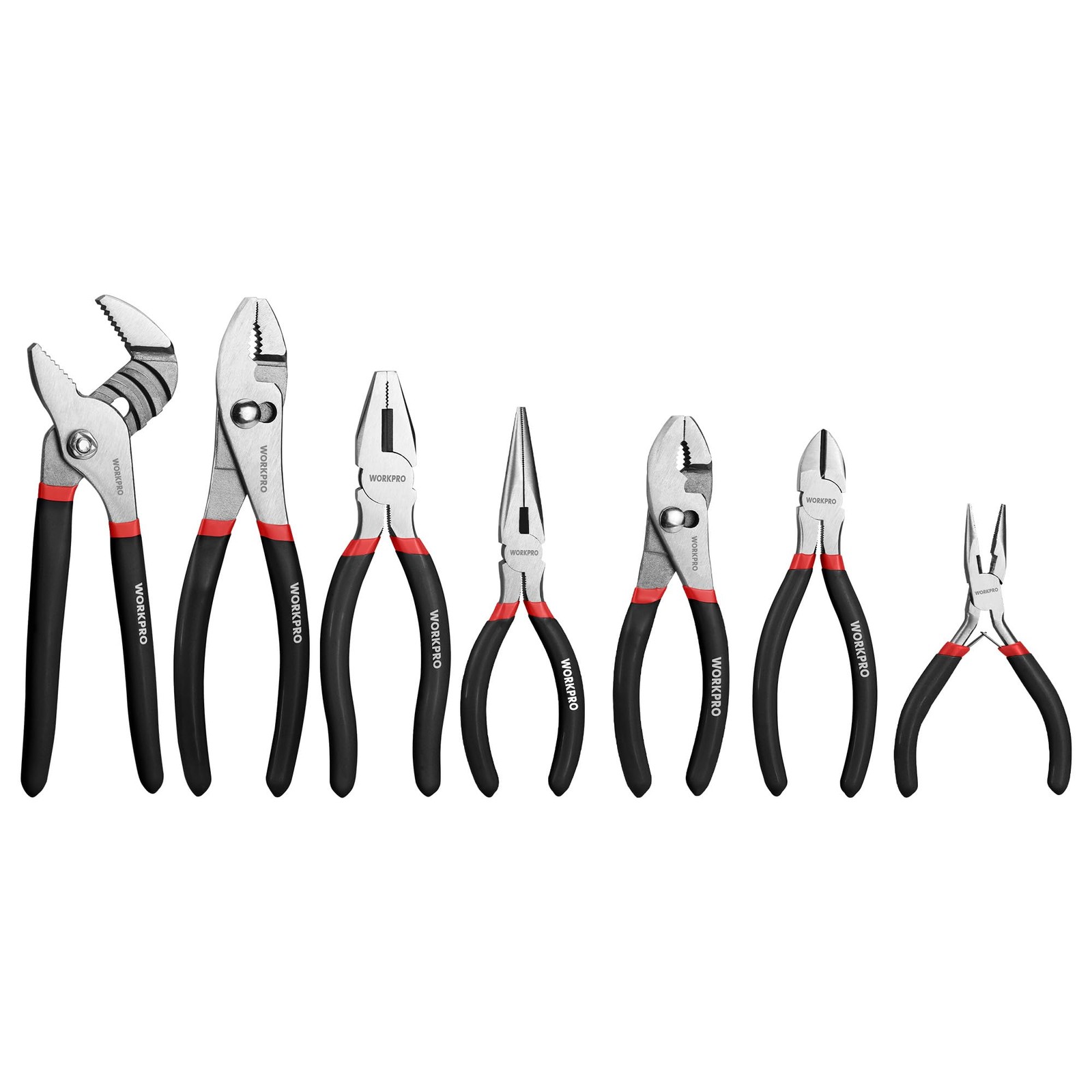7-Piece Pliers Set with Groove Joint, Slip Joint, and Diagonal for DIY Home Use