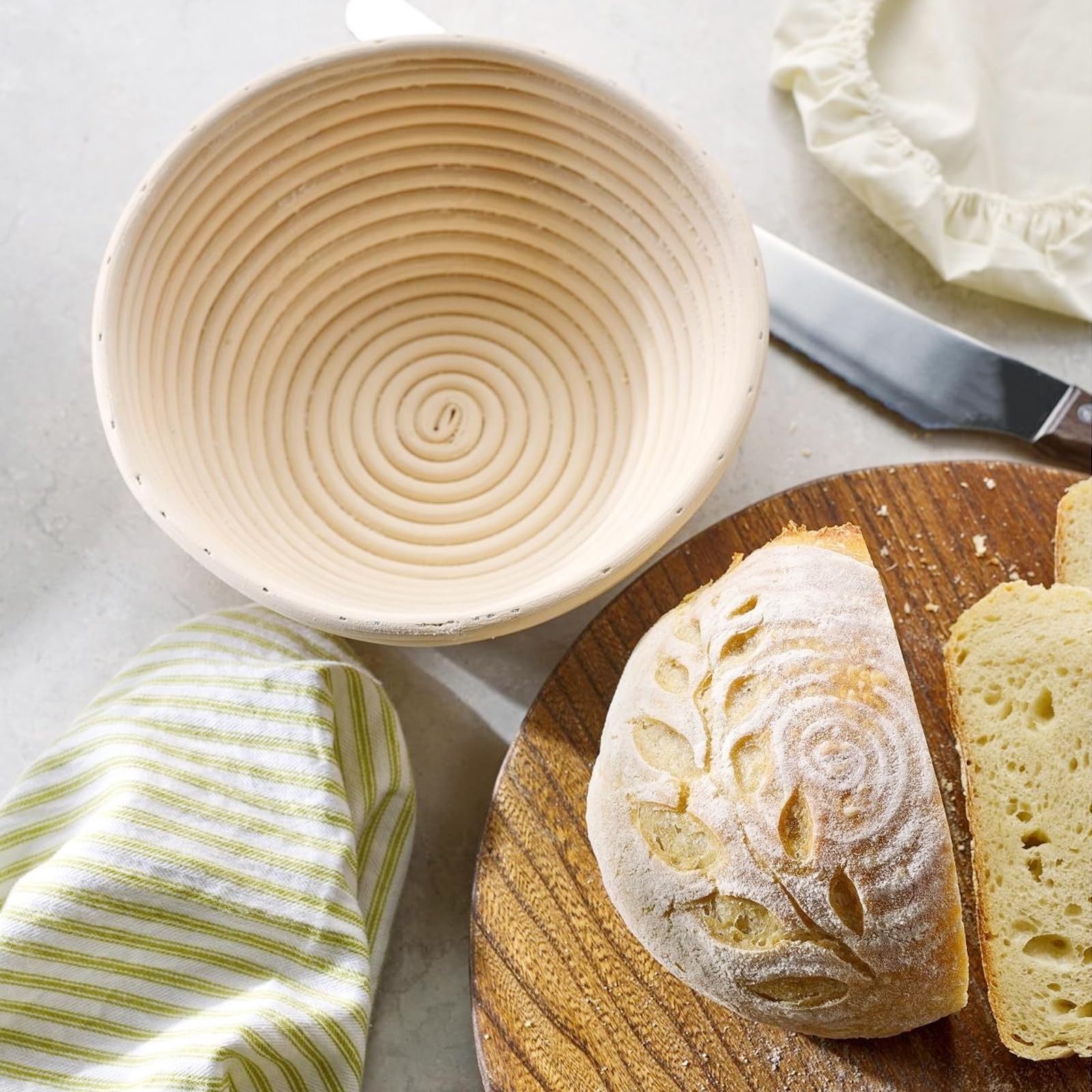 Dimpola Banneton Bread Proofing Basket 9 inch Banneton Basket Set of 2 Sourdough