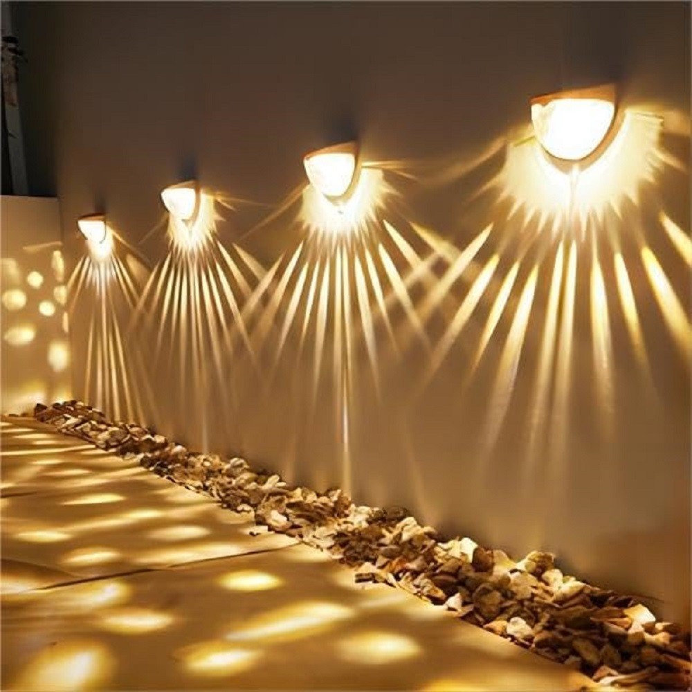 4Pack Solar Garden Warm White Lights Outdoor Wall Fence Deck Step Decor Lamp LED