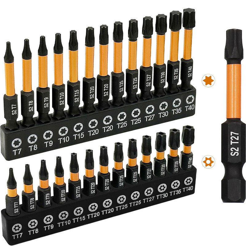 26pcs Impact Torx Set T7-T40 Driver Star Bits Security Tamper Proof 1/4″ Shank