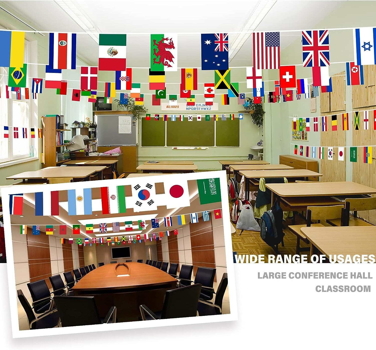 International 100 Countries String Flag Bunting Pennant Banner 82 Feet Festival